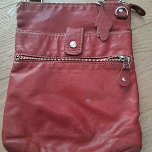 Red leather Roots purse